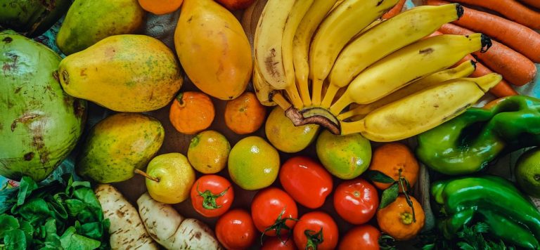 A variety of fruits and vegetables.
